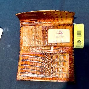 Authentic Brahman checkbook soft clutch in toasted Almond. Tags attached